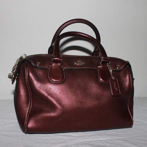 Coach Mini Bennett Metallic Burgundy Satchel bag - Picture 1 of 13